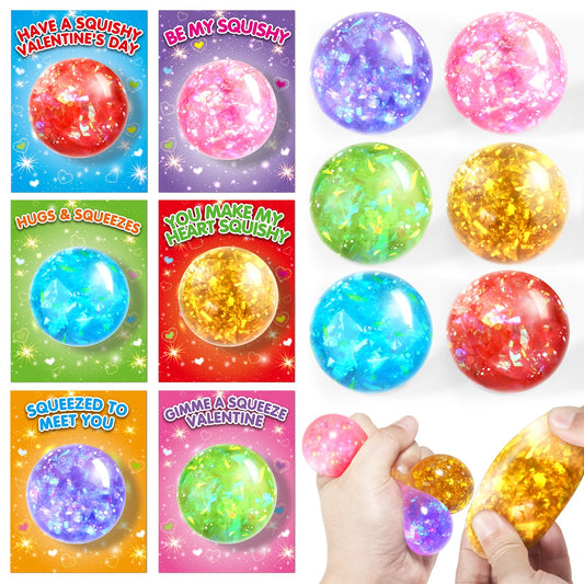SpringFlower Valentines bulk cards with stretchy balls for classrooms.