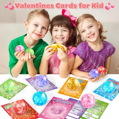 Valentine exchange setup with SpringFlower cards and stretchy balls.