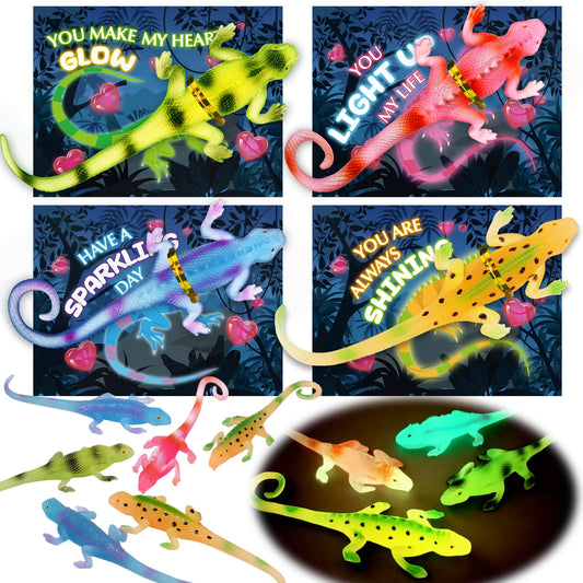 SpringFlower glow-lizard card set 1 for classroom Valentines exchanges.