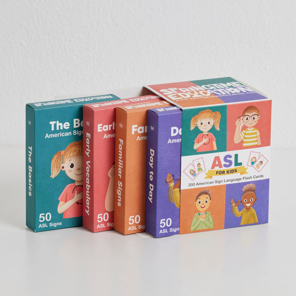 Springtime Education ASL flash cards day to day for routines.