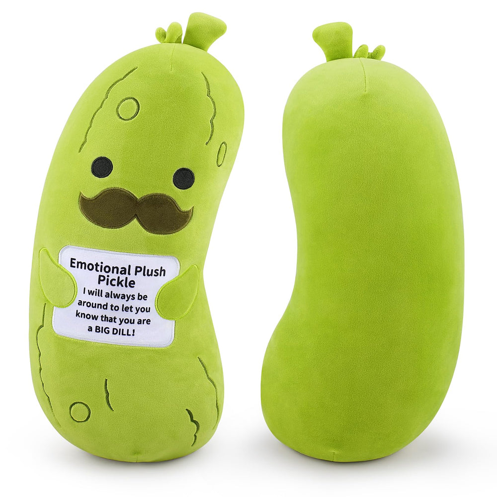 Sprinqdawin Pickle Plush 20-inch front view offers soft comfort and friendly presence.