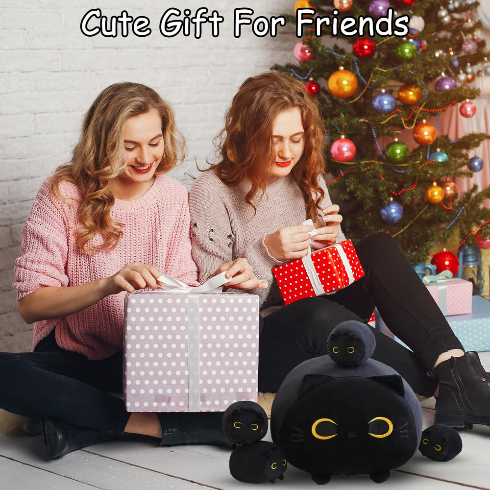 SQEQE Black Cat Plush bedroom setup boosts cute charm.