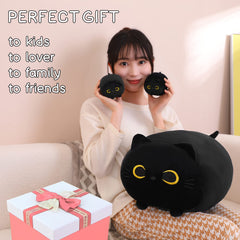 SQEQE Black Cat Plush in car offers comforting travel companion.