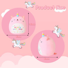 SQEQE pink caticorn plush with birthday-sign for party decor