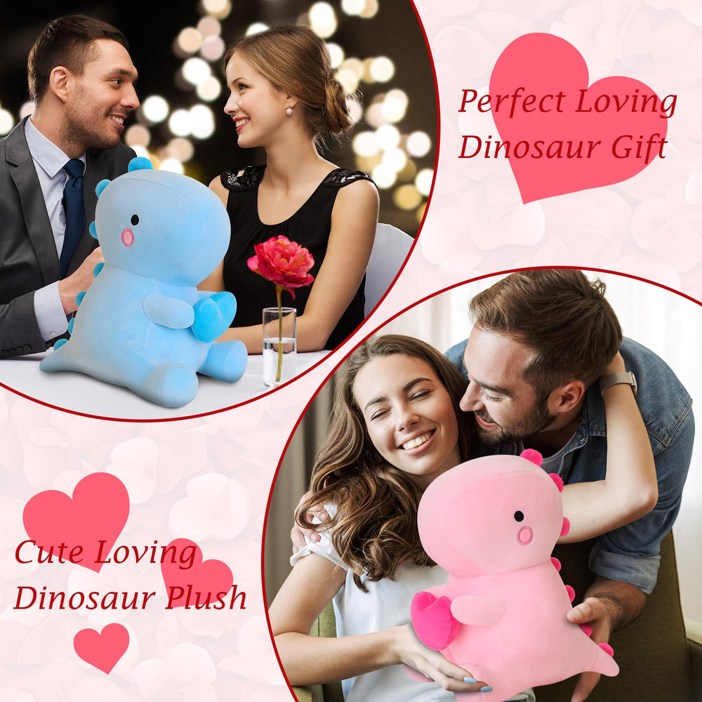 SQEQE pink dinosaur plush front view ready for gifting