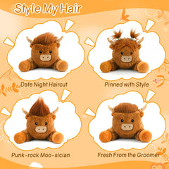 SQEQE Highland Cow plush with weighted beads in base.