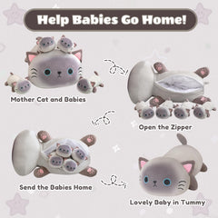 Close-up of SQEQE Siamese Cat plush face highlighting the cute expression