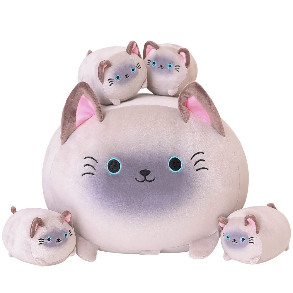 SQEQE Siamese Cat Plush Mommy with soft fabric for comforting hugs.