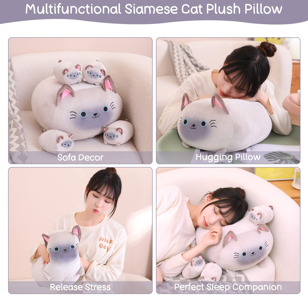 SQEQE Siamese Cat Plush arrives vacuum-packed and quickly fluffs.