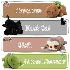 SQEQE weighted black cat plush gift-ready packaging for holidays.