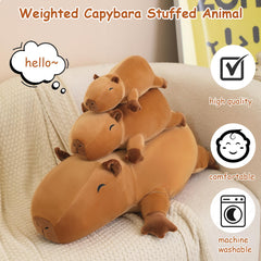 SQEQE weighted capybara plush in sleep mode, perfect for bedtime comfort and relaxation