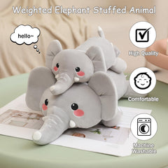 SQEQE weighted elephant plush 13.8-inch size as a soft reading companion