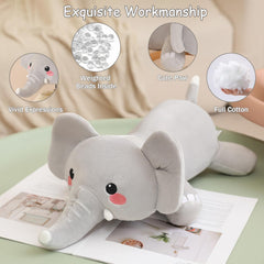SQEQE weighted elephant plush 23.6-inch scale acts as cuddly pillow
