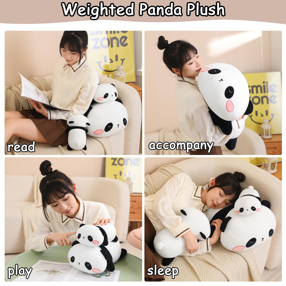 SQEQE Panda Plush on sofa adds cozy decor and support.