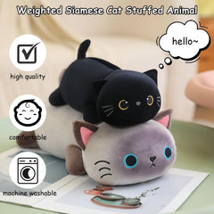 SQEQE weighted Siamese cat plush pillow, doubles as a soft headrest for naps