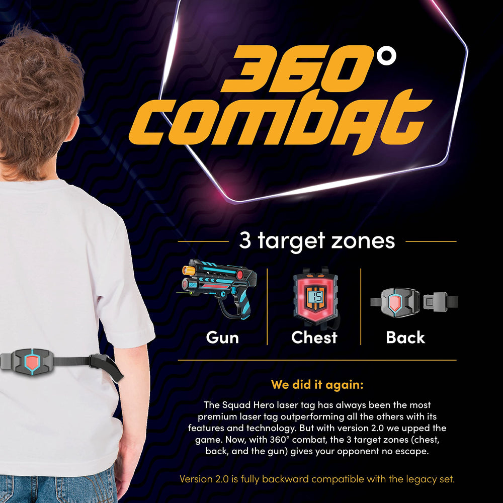 Squad Hero laser tag vest front and back shows full team status display.