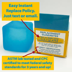 Blue cube on a desk ready for discreet fidgeting and concentration.