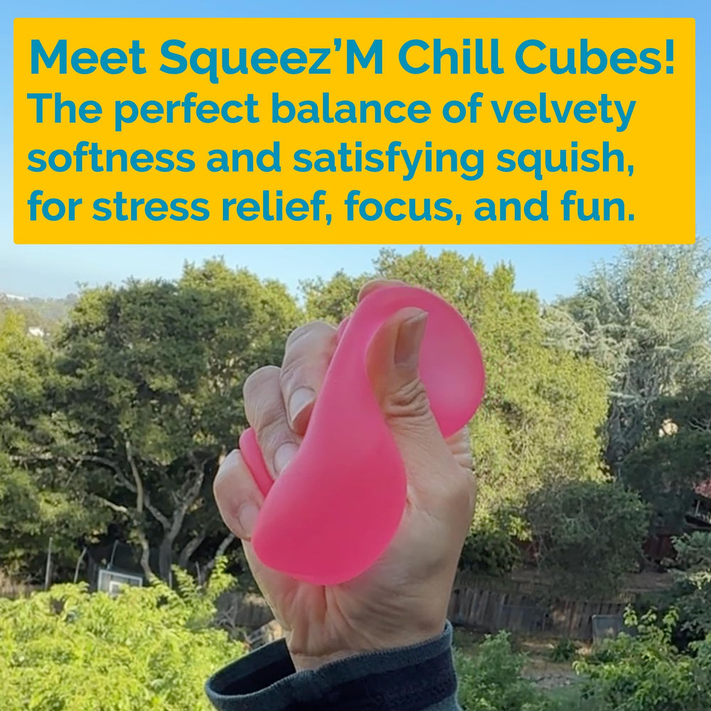 Squeez'M cube pocket-friendly design for stress relief anywhere