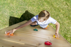 Squirrel Products backyard rock wall setup designed for kids age 3 and up.