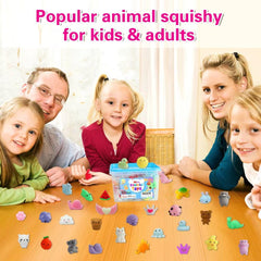 SquishiQ kawaii mochi squishy animals and fruits for sensory play.