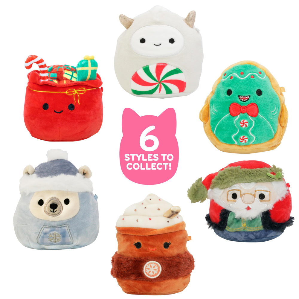 Squishmallows 4-inch plush mystery capsule close-up shows soft, squeezable texture.