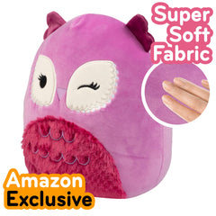 Squishmallows Aurora Owl in a hug pose showcases soft, squeezable comfort for bedtime