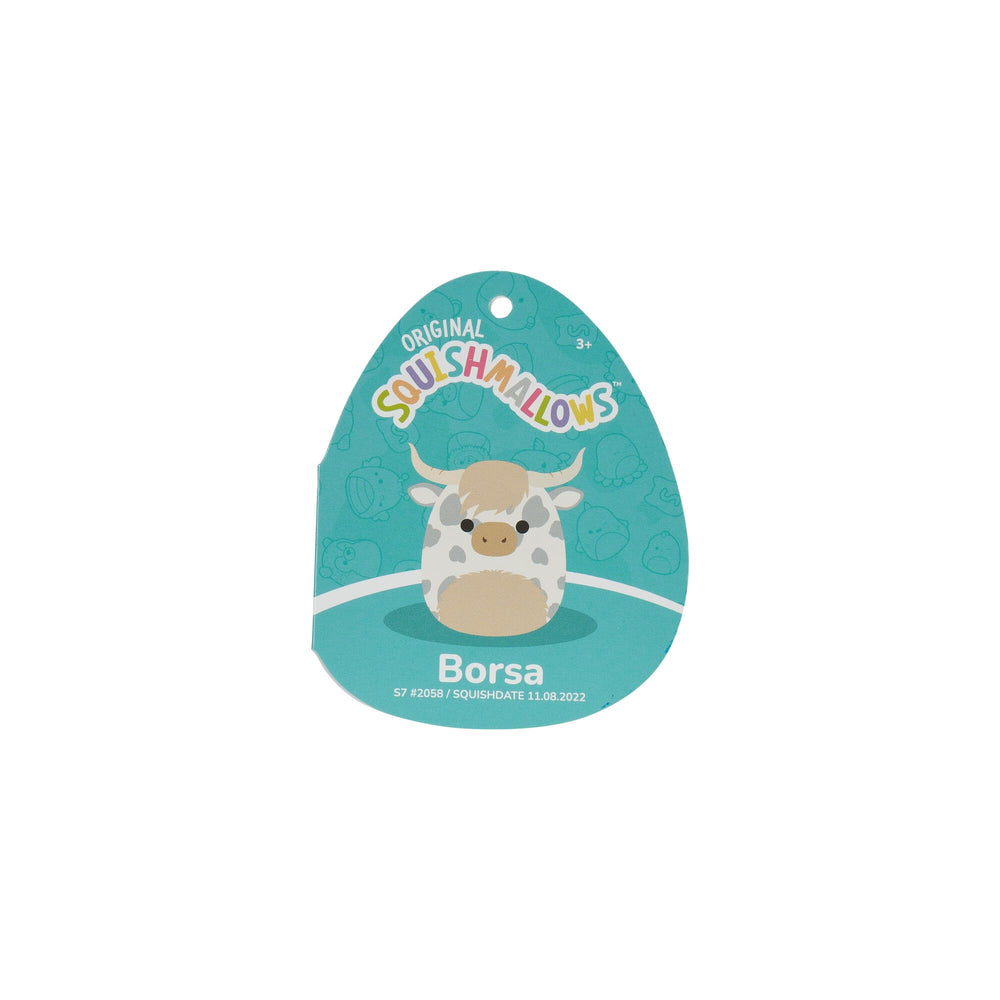 Gift-ready packaging featuring Borsa the Highland Cow plush