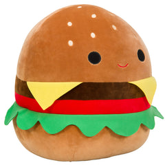 Carl the Cheeseburger plush cuddle-time shot for soft imaginative play