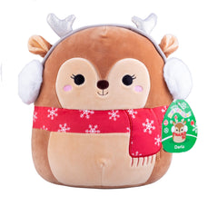 Squishmallows Darla 10-inch Christmas Deer closeup for cozy snuggles and holiday moments.