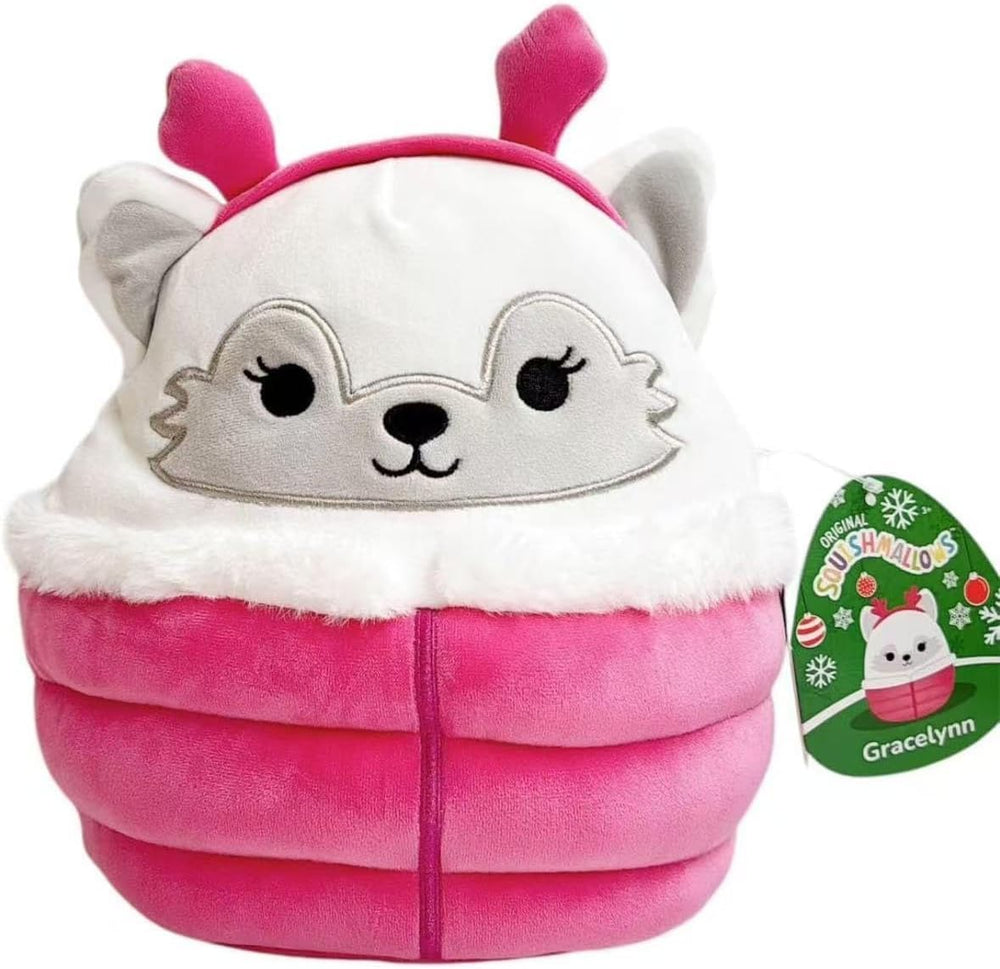 Squishmallows Gracelynn The Winter Fox in a festive puffer jacket for cozy snuggles