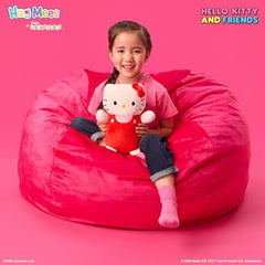 Squishmallows Hello Kitty closeup smile, perfect cuddle buddy for travel.