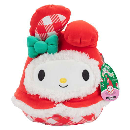Squishmallows Hello Kitty My Melody 8-inch plush, a soft cuddle buddy for kids and collectors.