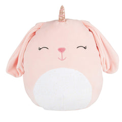 Squishmallows Legacy Bunnycorn 12in plush, pink unicorn bunny, perfect cuddle buddy for car trips.