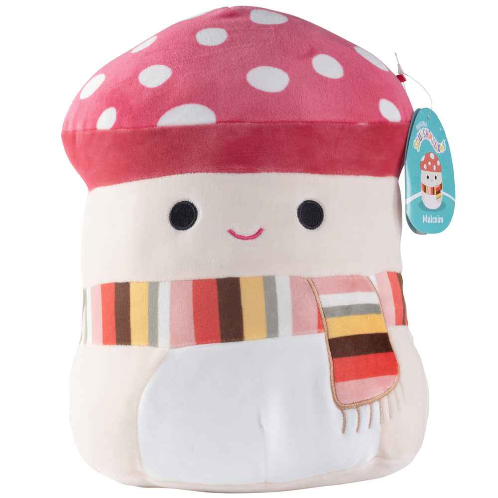 Squishmallows Malcolm mushroom 10-inch plush ideal for age-appropriate hugs and cozy decor.