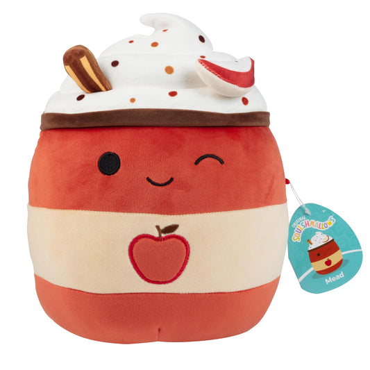 Squishmallows Mead Apple Cider Spiced Latte plush, 10-inch cuddle buddy for kids and collectors.