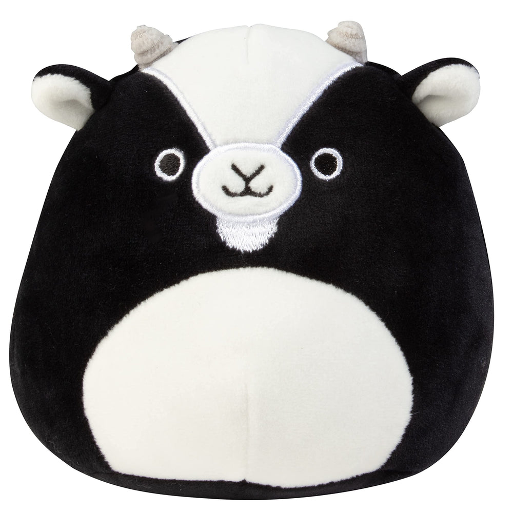 Squishmallows Mystery 5-inch goat plush, perfect for pretend play and sleepovers.