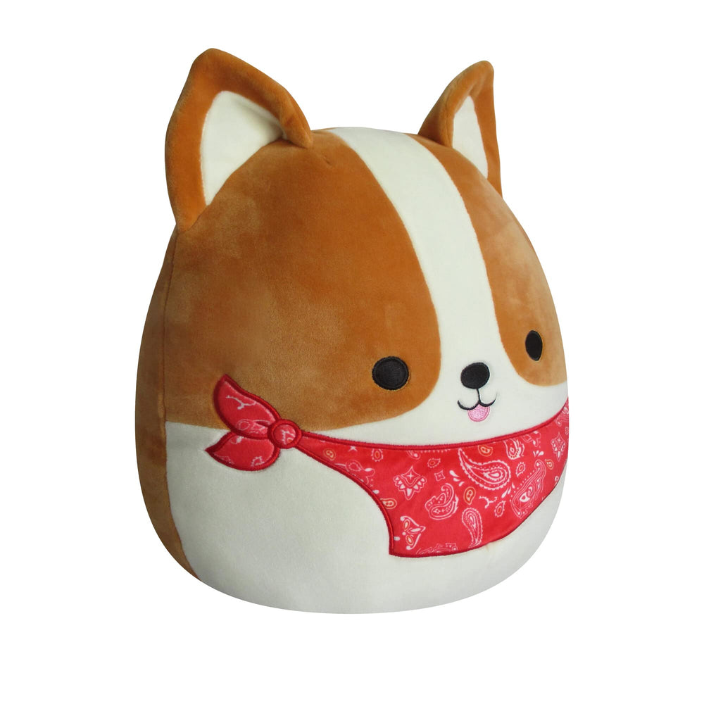 Reginald Corgi hugging pose from Squishmallows for cozy snuggles