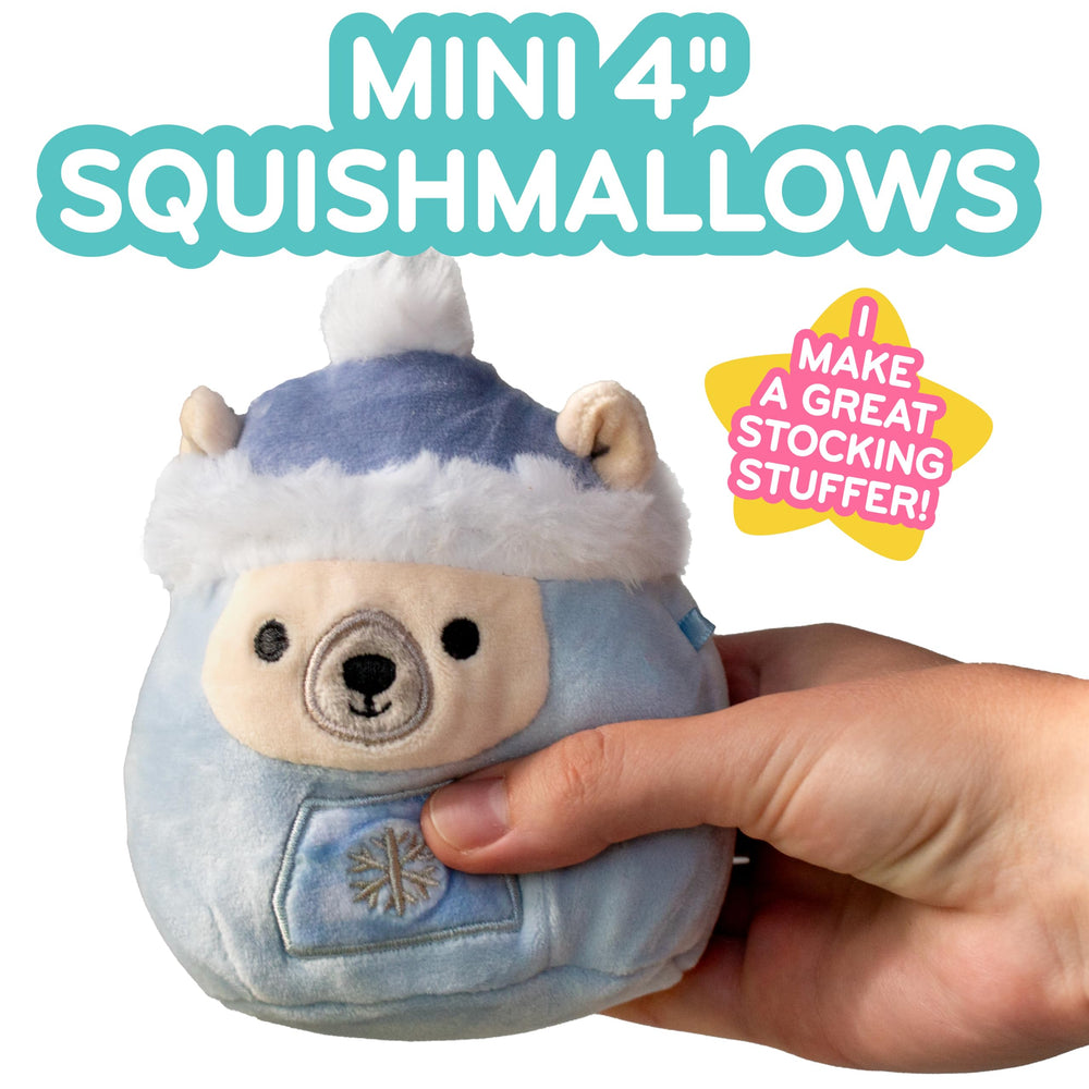Squishmallows soft plush toy capsule display, ideal for travel and cuddly companionship.