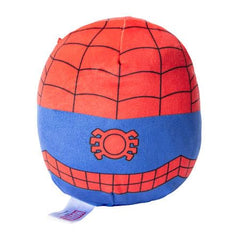 Squishmallows Spider-Man 7-inch soft material close-up shows marshmallow-like cuddle.
