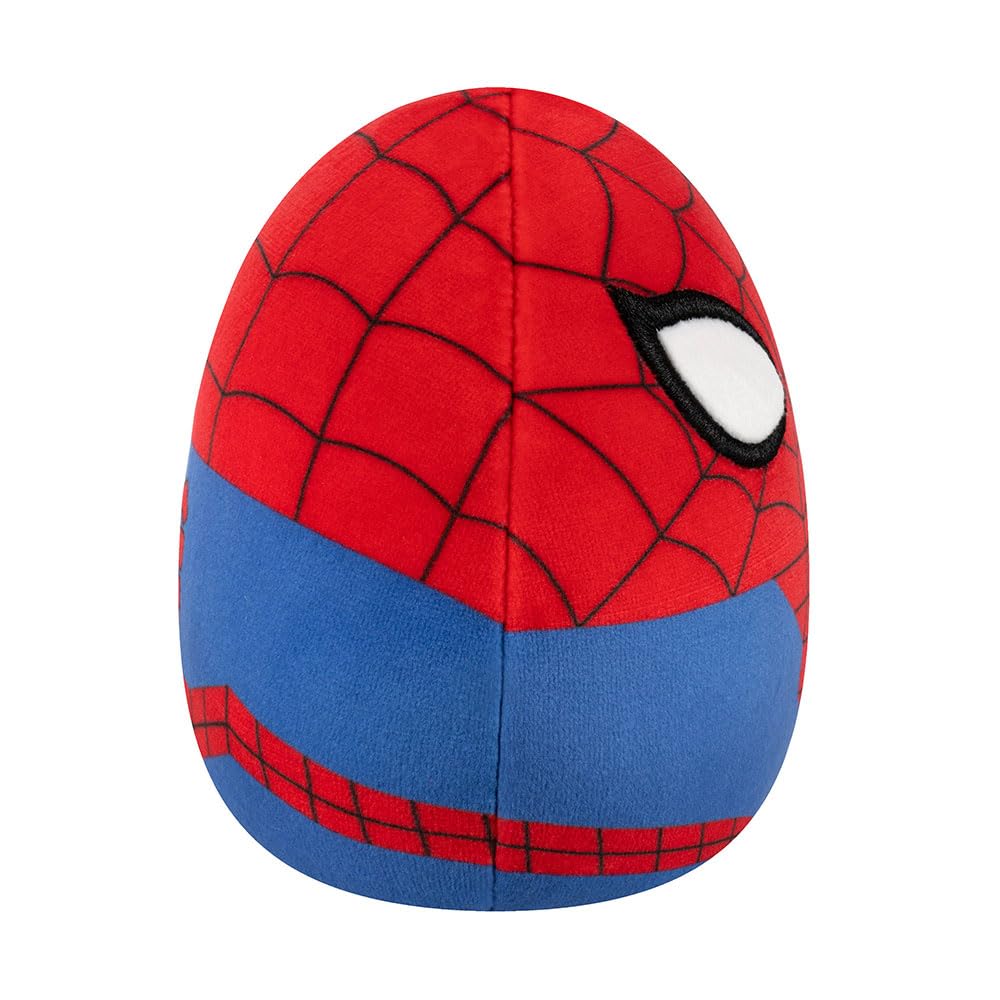 Squishmallows Spider-Man 8-inch plush, close-up — premium materials for durable hugs.
