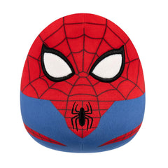 Squishmallows Spider-Man 8-inch plush, front view — ultra-soft cuddle buddy for travel.