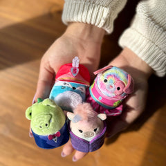 Squishmallows Squishville gift idea display, soft collectible companions