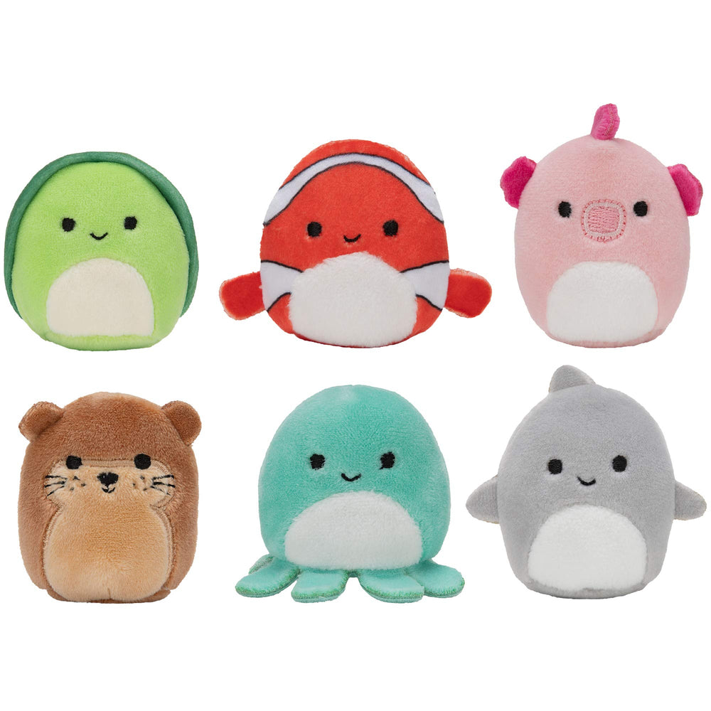 Squishville Sealife six-pack plush collection, soft and cuddly for cozy playtime.