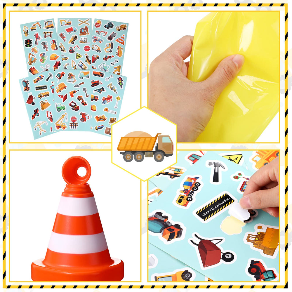 Sratte construction traffic cone cups with straws for easy sipping.
