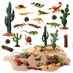 Sratte desert animals diorama kit overview with colorful figures for classroom displays