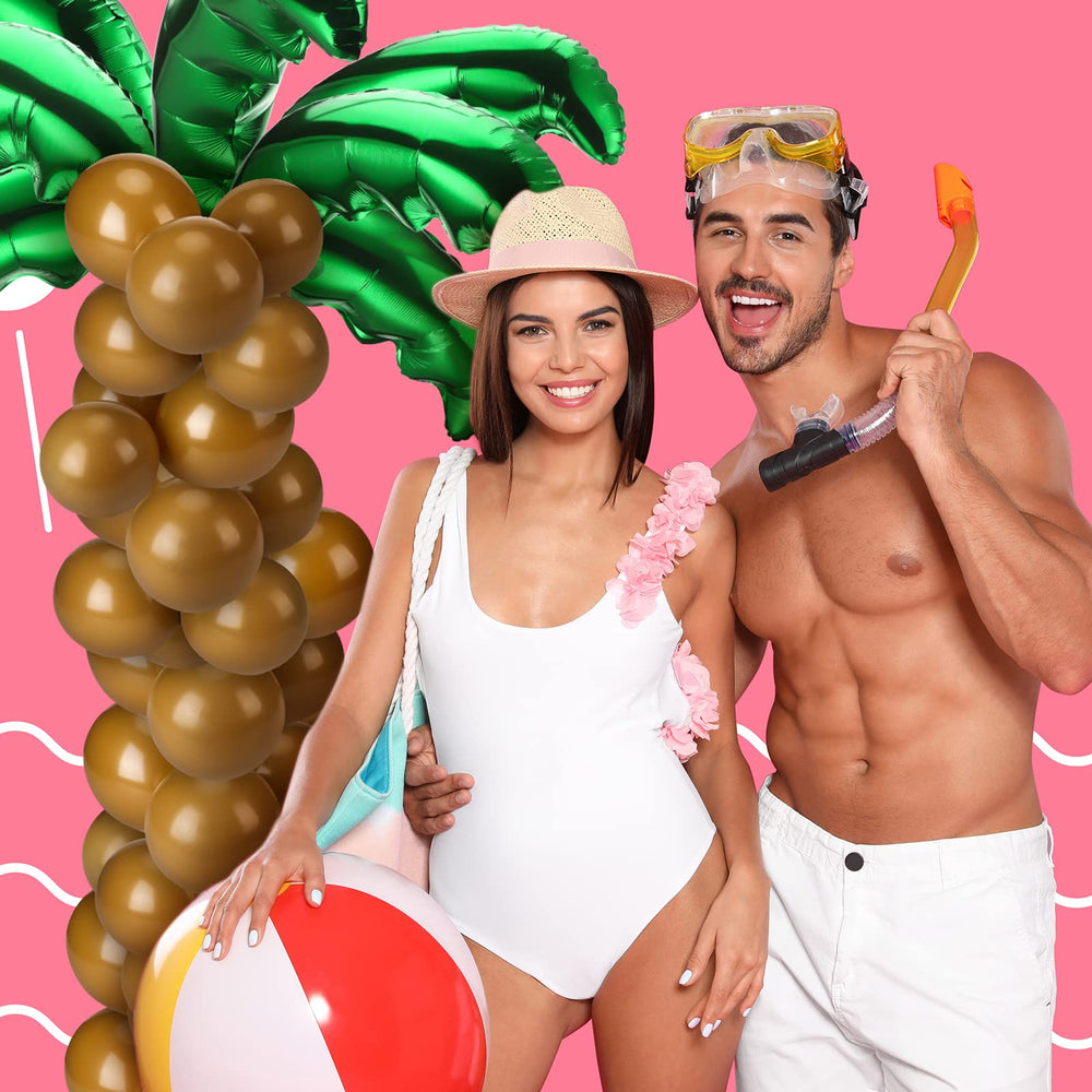 Sratte tropical decor balloons set creates vibrant coastal ambience