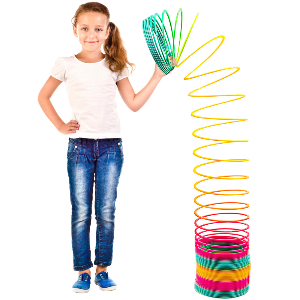 Srenta giant rainbow slinkie 6-inch toy in bold colors for durable, colorful play