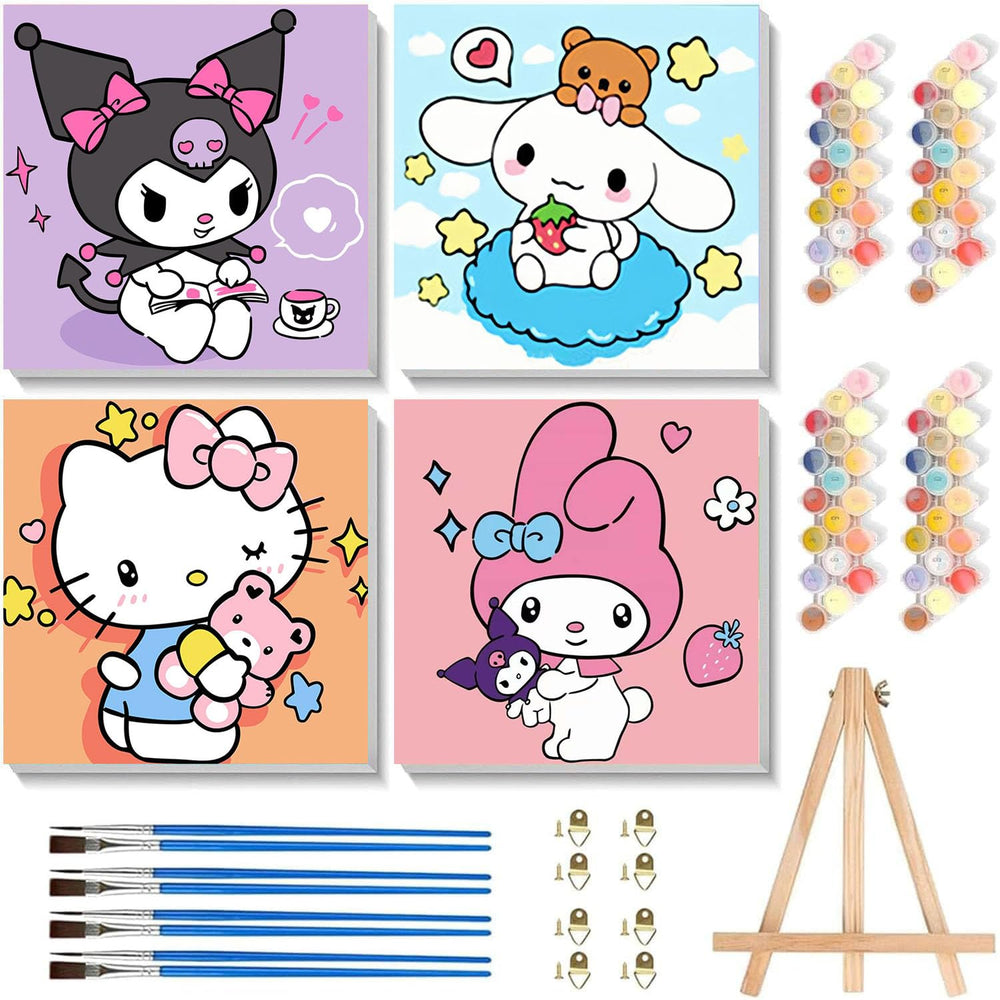Sretoul cartoon paint by numbers kit with frame ready to hang for kids