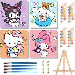 Sretoul cartoon paint by numbers kit with frame ready to hang for kids