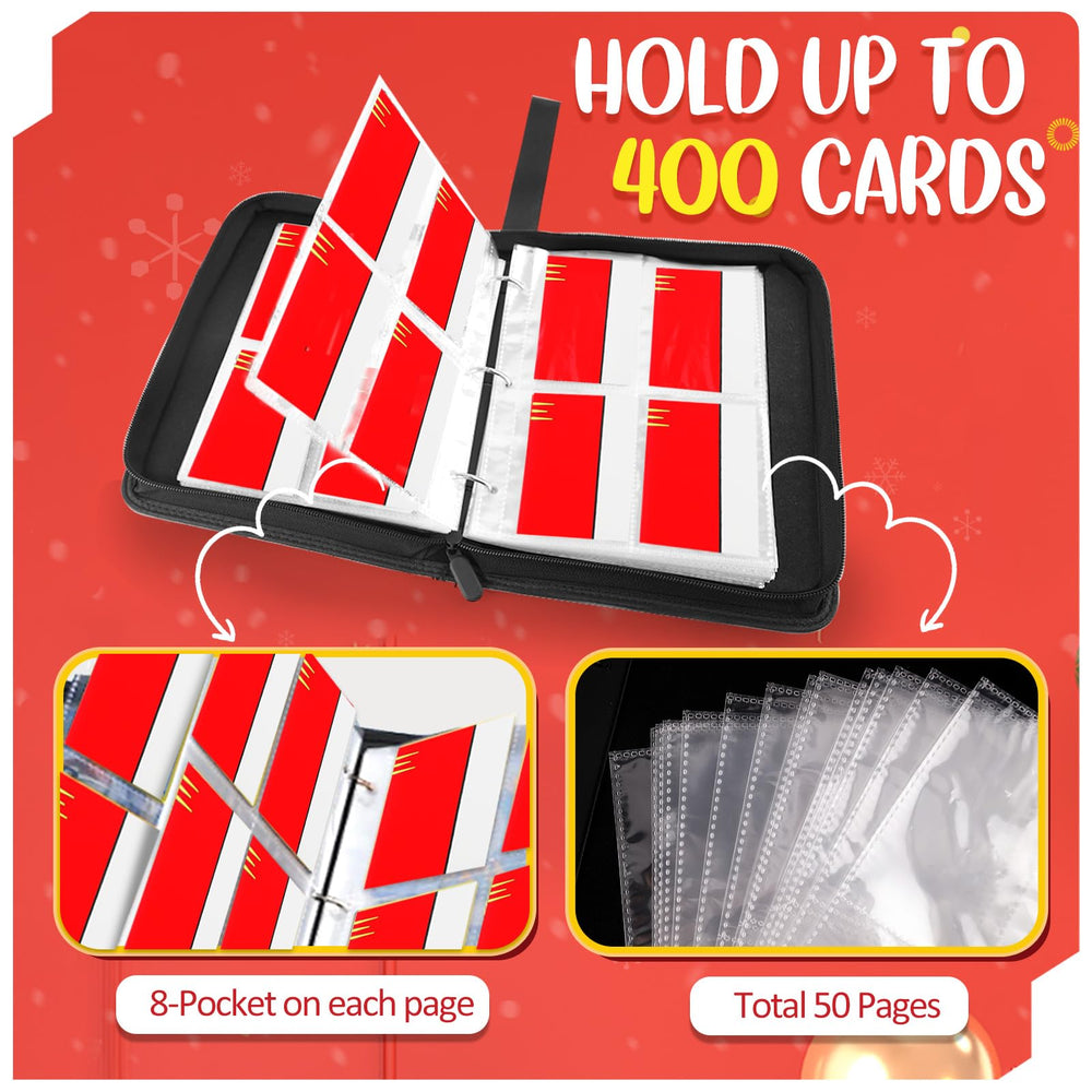 SRISE Card Binder zipper closure prevents cards from falling out during transport.